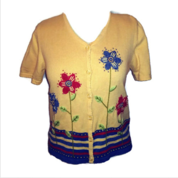 Alfred Dunner Tops - Alfred Dunner Petite Medium Sweater Button Front